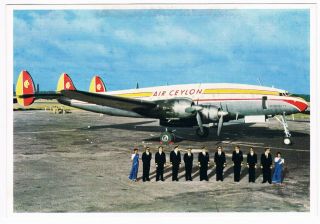 Postcard Air Ceylon Airline Issue Lockheed Constellation Aviation Airport