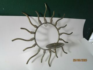 Vintage Brass Candle Holder Sun Shaped Wall Hanging Home Decor