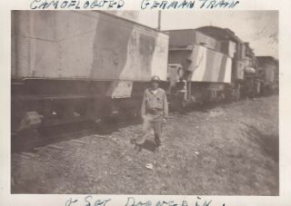 Wwii Photo Captured German Camo Steam Train Kirchhain 1945 Germany 78