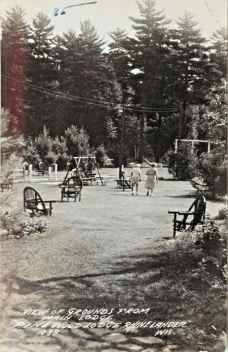 A View Of The Grounds From Main Lodge,  Pinewood Lodge,  Rhinelander Wi Rppc