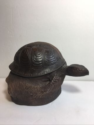 Rick Cain Turtle Box Limited Edition Sculpture Carved Resin 1985 Vintage Trinket