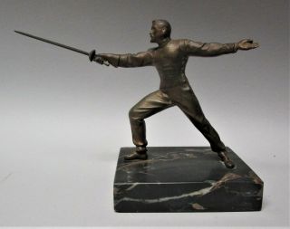 Fine Antique Austrian Miniature Bronze Sculpture Of A Fencer C.  1900