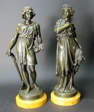 Mid 19th C.  French Bronze Sculptures Of Harvesters C.  1870 Antique