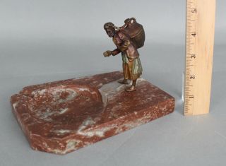 Antique Miniature Austrian Orientalist Arab Water Vender,  Paint Bronze Sculpture