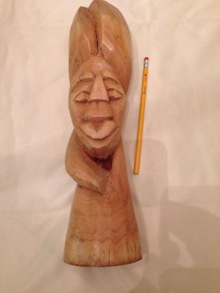 Hand Made Carved Wood Wooden Carving Face Sculpture Bahama 