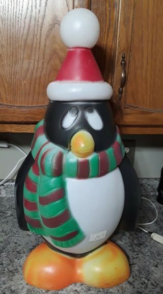 Vintage Christmas General Foam 28 " Penguin Chilly Willy Lighted Blow Mold
