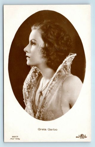 Greta Garbo Real Photo Postcard - 1920s Film Actress Movie Rppc - W1