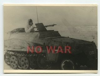 Wwii German Photo Soldier Crew On Armored Panzer Truck