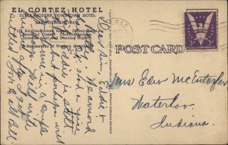 1947 Las Vegas,  NV El Cortez Hotel Teich Clark County Nevada Linen Postcard 2