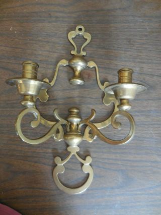 Made In Italy Vintage Brass Double Candlestick Candle Holder Wall Sconce