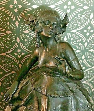 Antique Signed Bruno Zach Bronze Sculpture Fancy Lady 2