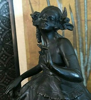 Antique Signed Bruno Zach Bronze Sculpture Fancy Lady 3