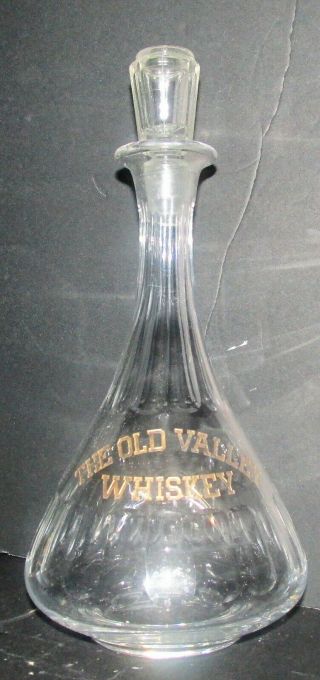 Vintage The Old Valley Whiskey Back Bar Bottle Decanter W Stopper