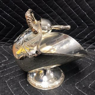 Collectible Vintage Pre - Owned Silver Plated Sugar Nut Scuttle Bowl And Scoop