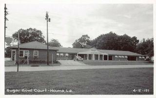 Lp61 Houma Louisiana Postcard Rppc Sugar Bowl Court Motel Roadside Cline Photo