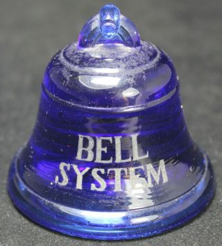 Bell System Cobalt Blue Glass Paperweight - Advertising - Vintage