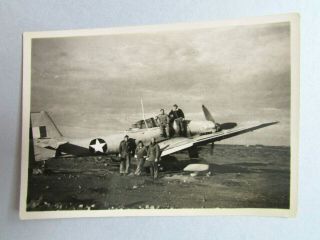 Wwii Photo Gis W/captured German Stuka Ju 87d North Africa Us & British Markings