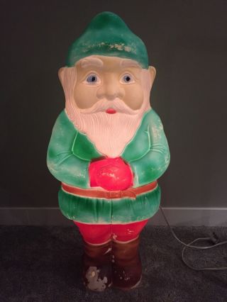 Vtg Elf Gnome Blow Mold Union Don Featherstone 28 " Green Christmas Yard Decor
