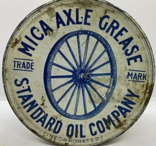 Old Gas Oil Vintage 1800’s Standard Oil Co.  Mica Axle Grease Advertising Tin Can