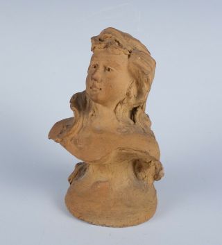 Unusual Estate Found C1900 Art Nouveau Terracotta Sculpture Bust Of Woman