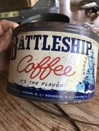Battleship Coffee Tin Can Rochester Ny Pound Can No Lid Canco