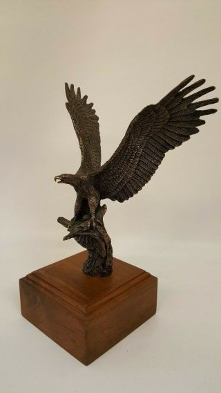 Vintage Wally Shoop Bronze Eagle Sculpture Statue 422/1000 Listed Artist 1986 12