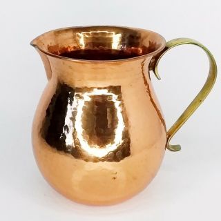 Telaflora Vase/pitcher Copper Hand Hammered Finish Gold Handle Flowers Bouquet