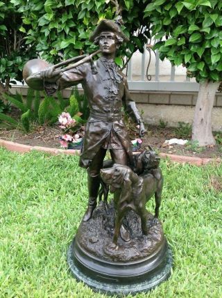 Hippolyte Moreaui Signed 32 " Bronze Sculpture With Marble Base
