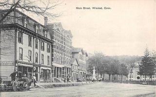 Winsted,  Ct,  Main Street,  Stores,  Monument,  Wagon,  People,  Case Pub C 1907 - 14