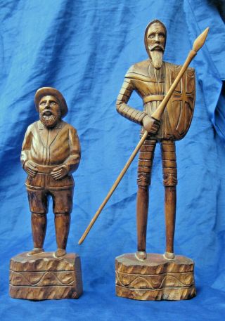 Don Quixote And Sancho Panza Carved Wood Figures Good Quality