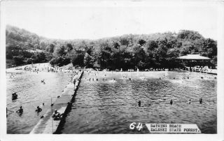 G91/ Zaleski Lake Hope Ohio Rppc Postcard C40s Diving Pier Beach Swimming 2