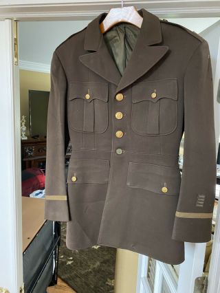 Wwii Us Army Officers Tunic/jacket 4 Pocket Laundry Number Bullion Stripes