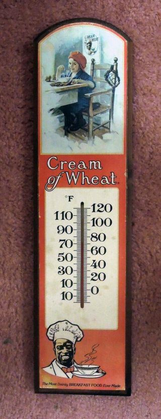 Vintage Cream Of Wheat Wood Sign With Thermometer A,