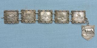 Wwii Italian Souvenir Bracelet With Roman Architectural Scenes
