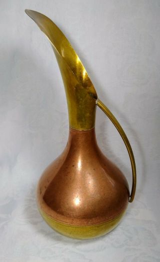 Vintage Copper And Brass Small Watering Can Patina,  Duck Billed Spout.