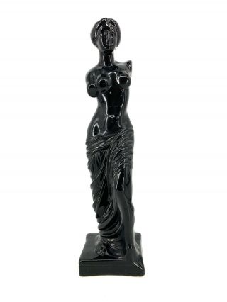 Vtg Black Ceramic Aphrodite Venus Statue Goddess Of Love Greek Sculpture