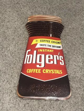 Folgers Coffee Jar Grocery Store Sign Vintage 1960s 1970s Old Old Stock
