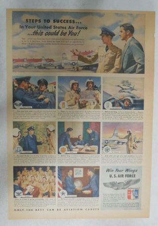 Air Force Recruiting Ad: Steps To Success 1950 Size 11 X 15 Inches