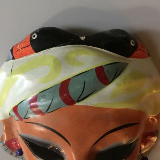 Vintage Paper Maché Black Flamingo Gypsy Fortune Teller Mardi Gras Carnival Mask 2