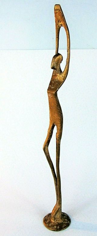 Giacometti Type Elongated Bronze Sculpture 18 " Abstract Ballet Dancer Statue