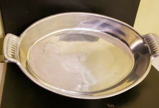 Ann Kary Pewter Oval Serving Dish Bowl With Scallop Like Handles Made In Mexico