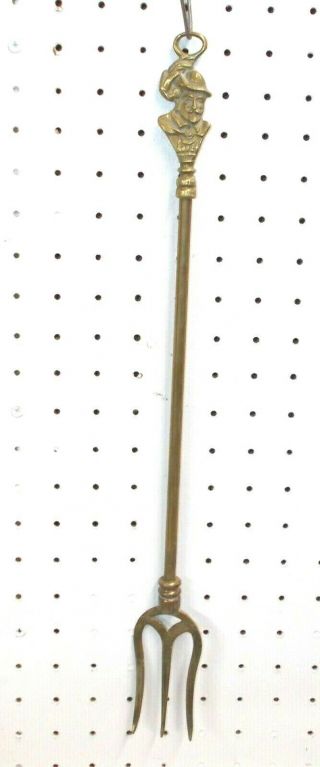 Early English Brass Toasting Fork With Robin Hood Handle