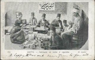 Egypt - Cigarette Box Makers,  Fez - Postcard,  Stamp,  Shepherds Hotel Pmk 1904
