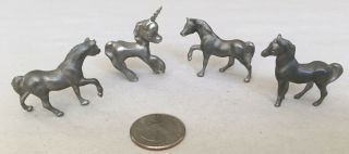 Vintage C.  H.  Pewter Figures Of Horses And Unicorn