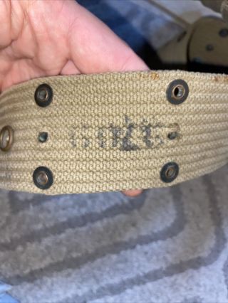 Ww2 Canteen With Belt Name Engraved Worn In Europe During Ww2 3
