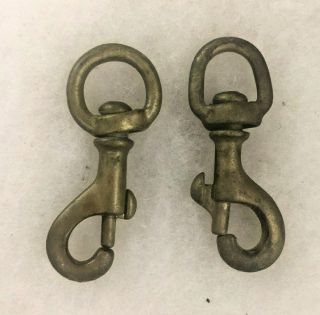 2 Vintage Brass Swivel Spring Loaded Snap Hooks
