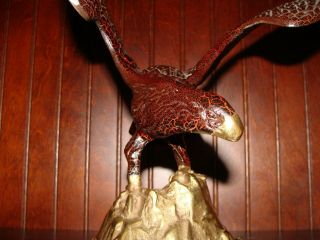 LARGE Eagle Statue Bronze Metal Copper Office Desk Falcon Bird 13 