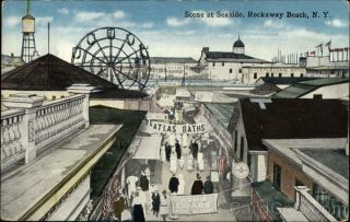 Rockaway Beach,  Ny Scene At Seaside Queens County York S.  Hirschberg Postcard