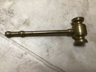 Vintage 6” Solid Brass Gavel Judge Hammer Paperweight
