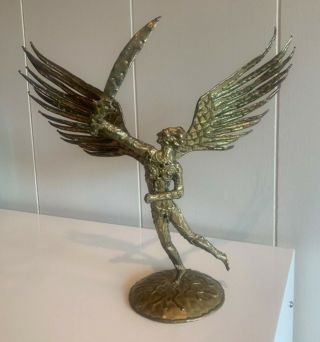 Pal Kepenyes Brutalist Sculpture Winged Warrior Angel Figure Bronze Brass